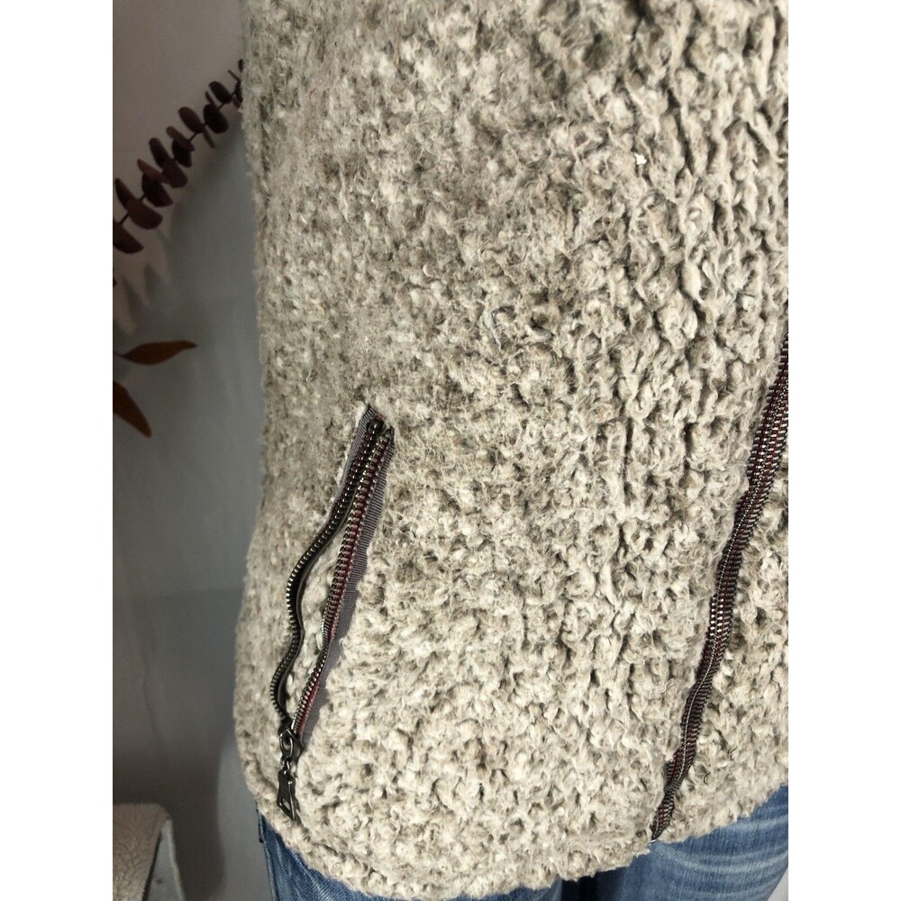 TRUE GRIT Women Vest X-Small  Brown Tipped Double Plush Zip & Pockets - Picture 9 of 13
